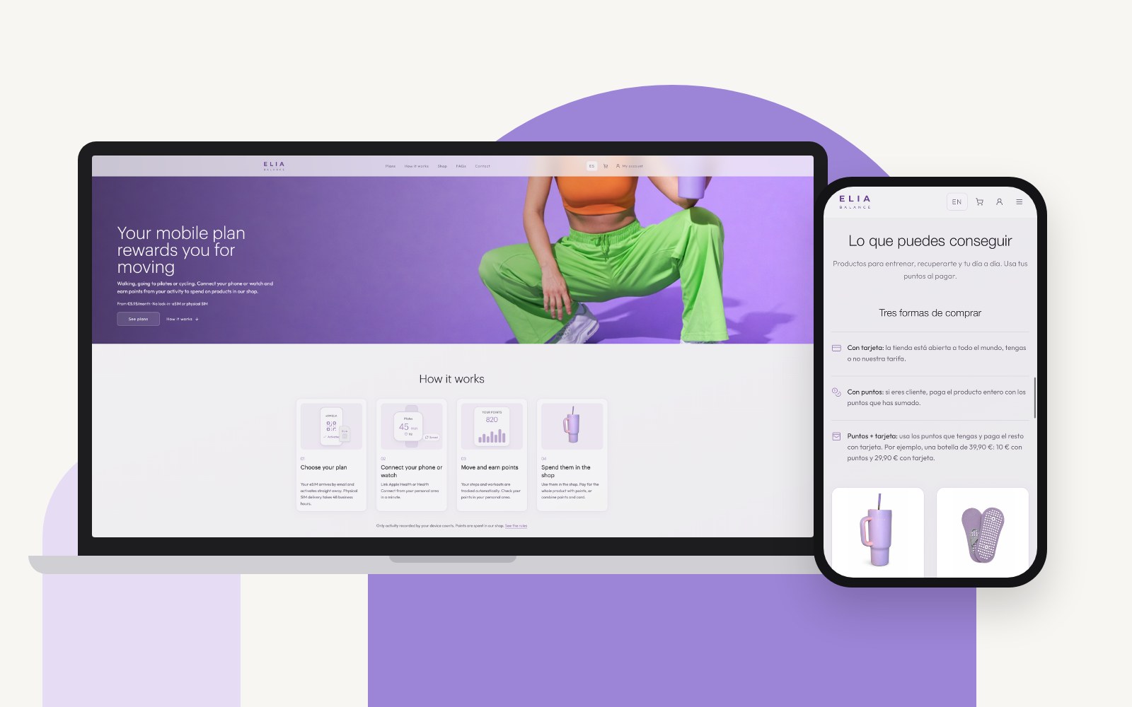 Elia Balance website shown on a laptop
